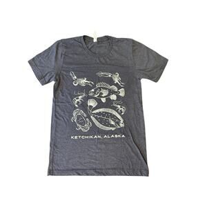Woodlands Ketchikan Alaska Tee T-Shirt Blue Gray size S